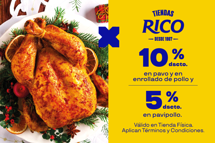 10% EN PAVO, ENROLLADOS DE POLLO Y  CERDO// 5% EN PAVIPOLLO. VÁLIDO SOLO PARA RECOJO EN TIENDA. 